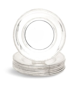 Twelve Sterling Silver Bread-and-Butter Plates