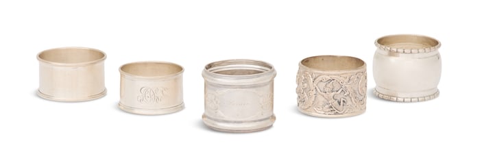 Five Silver Napkin Rings