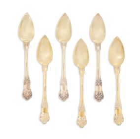 Six Louis-Philippe Silver Gilt Teaspoons