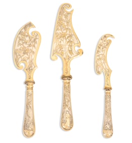 French Japonaise Silver Dessert Serving Set
