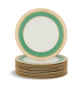 Set of Twelve Aynsley Porcelain Dinner Plates