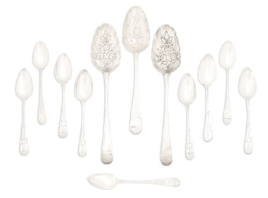 Twelve Georgian "Old English" Sterling Spoons