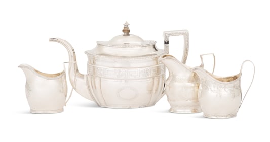 Four Pieces of Late Georgian Sterling Teaware