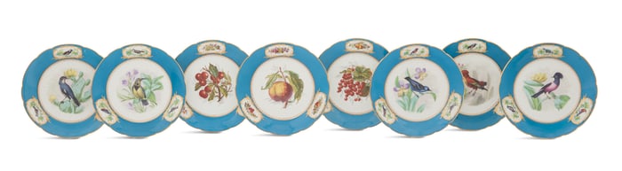 Set of Eight French Porcelain Cabinet Plates