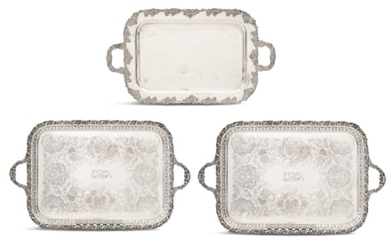 Three Anglo-American "Vintage" Silverplate Trays