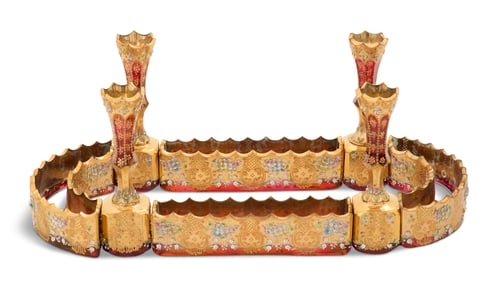 Bohemian Enameled Glass Centerpieces