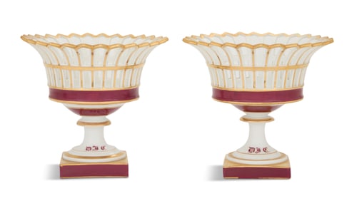 Pair of French Porcelain Corbeilles