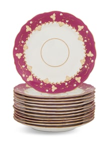 Set of Twelve English Bone China Dinner Plates