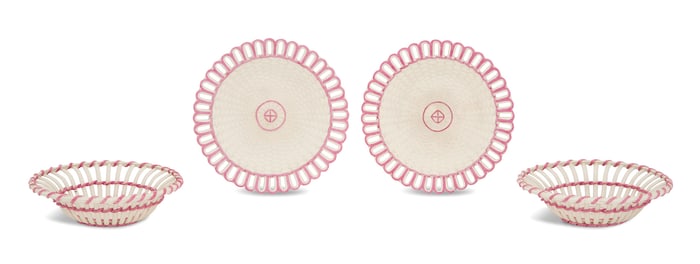 Wedgwood Creamware Fruit Baskets and Underplates