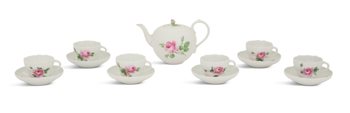Meissen "Rose" Pattern Partial Tea Set