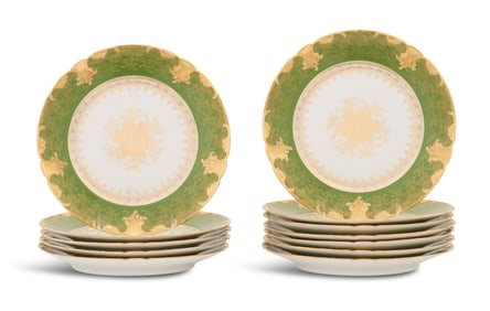 Twelve French Limoges Porcelain Dinner Plates