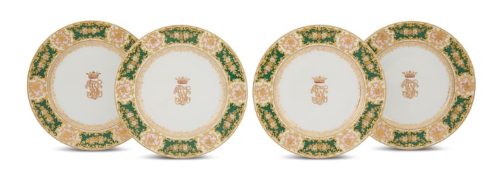 Four Austrian Porcelain Armorial Cabinet Plates
