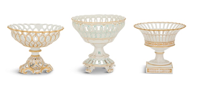 Three French Porcelain Corbeilles