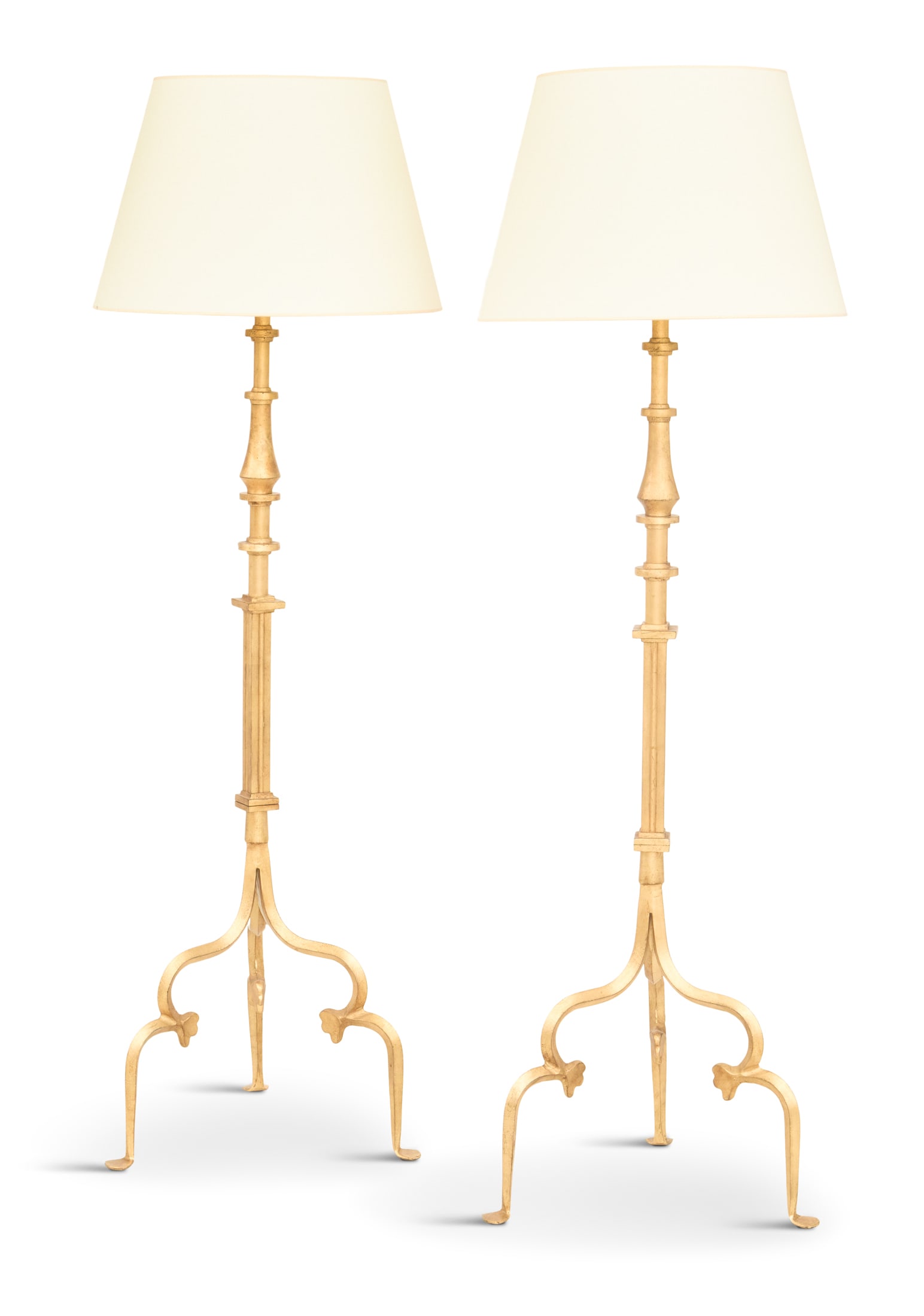 Pair of Gilt-Metal Floor Lamps