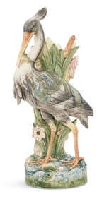 Royal Dux Majolica Heron Vase