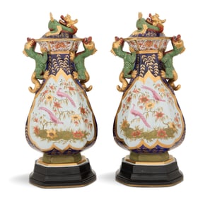Pair of Ironstone Potpourri Urns
