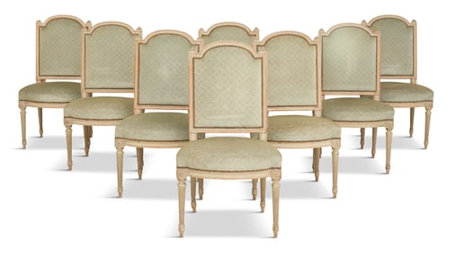 Suite of Eight Louis XVI-Style Polychrome Chairs