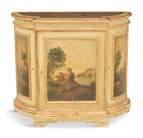 Italian Polychrome Demilune Cabinet