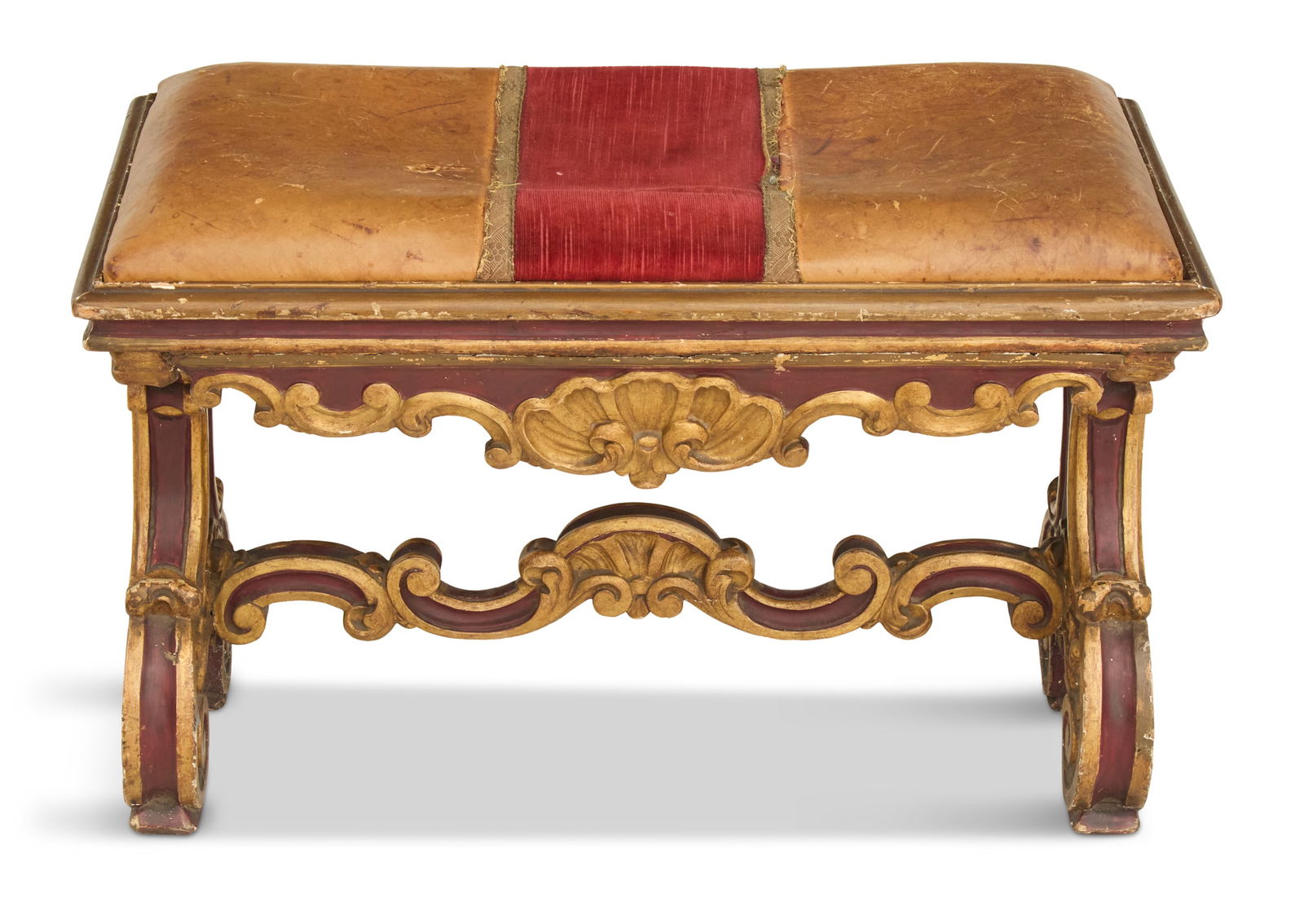 Italian Painted and Parcel-Gilt Wooden Bench (1 of 3)