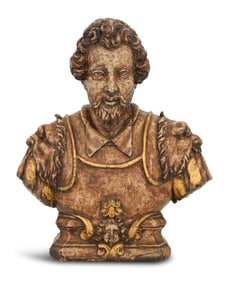 Italian Parcel-Gilt Wooden Reliquary Bust