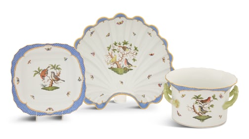 Three Pieces of Rothschild Bird Porcelain
