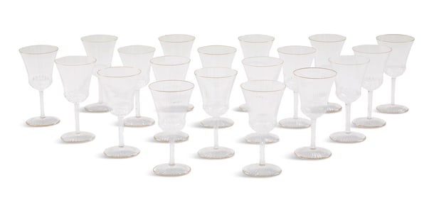 Nineteen St. Louis "Apollo Gold" Crystal Goblets