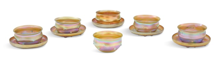 Tiffany Favrile Glass Finger Bowls & Underplates