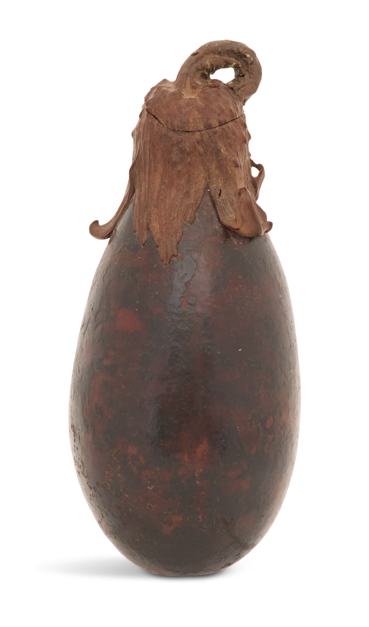 Japanese Carved Wood Eggplant-Form Tea Caddy (1 of 4)