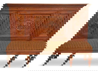 English Carved Oak Hall Bench
