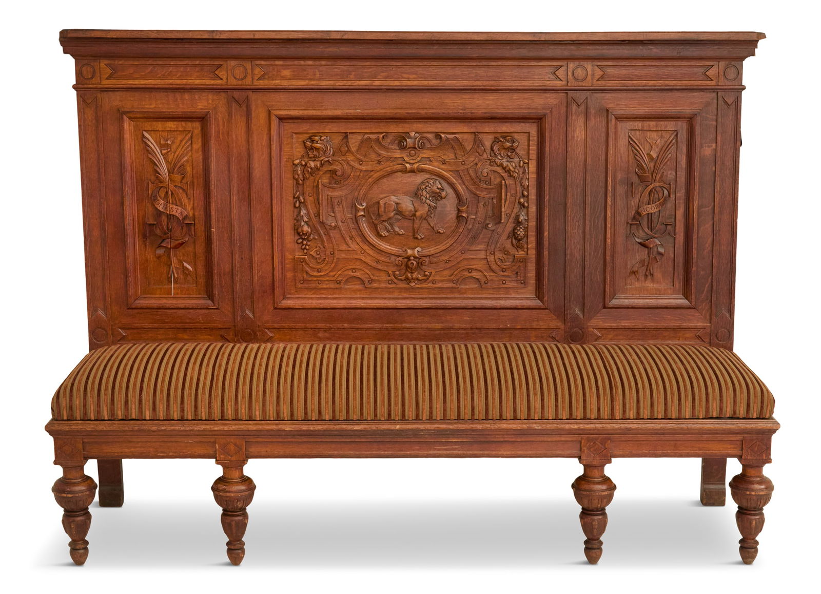 English Carved Oak Hall Bench (1 of 6)