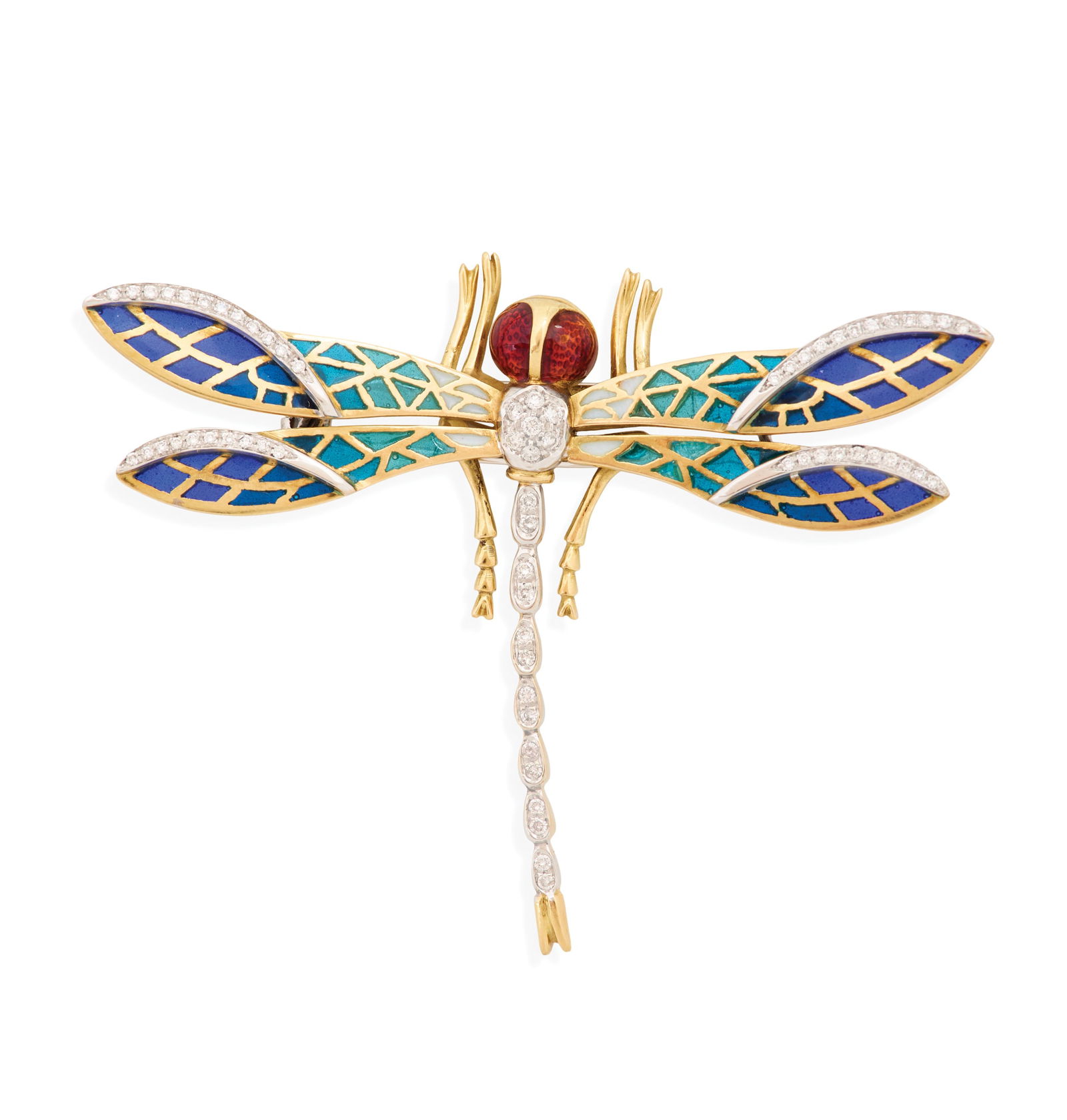 Diamond Plique-a-Jour Dragonfly Brooch (1 of 1)