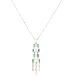 Diamond and Emerald Pendant Necklace