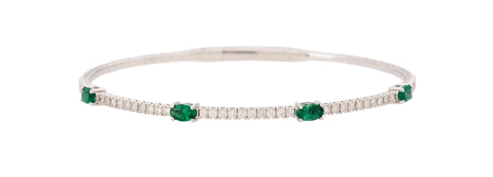 Emerald and Diamond Bangle Bracelet