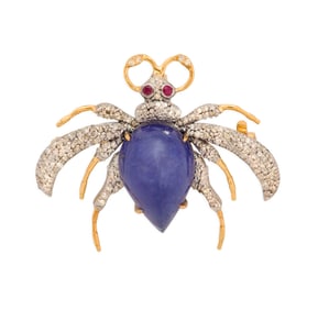 Tanzanite and Diamond Bug Brooch