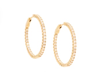 Pair of Inside/Outside Diamond Hoop Earrings
