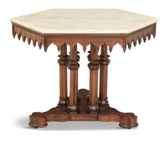Important American Gothic Revival Center Table