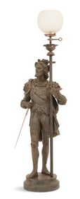 American Spelter Gas Newel Post Lamp