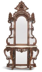 Rosewood and Marble-Top Etagere