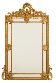 Monumental Giltwood Cushion Mirror