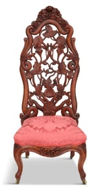 Rococo Revival Laminated Rosewood Slipper Chair