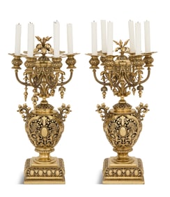 Pair of American Brass Candelabra
