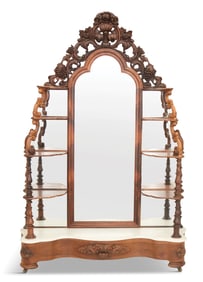 American Rosewood Marble-Top Etagere