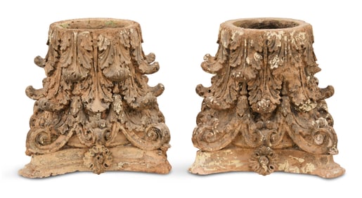 Pair of Molded Terracotta Column Capitals