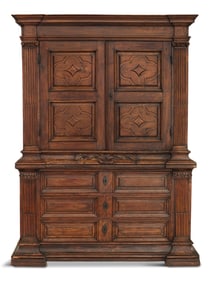 Italian Baroque Walnut Cabinet on Chest