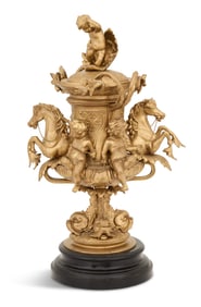"Neptune's Children" Gilt-Metal Covered Urn