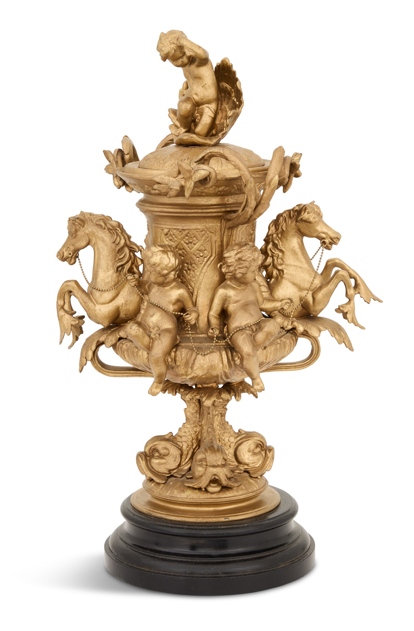 "Neptune's Children" Gilt-Metal Covered Urn (1 of 6)