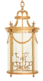Monumental Brass and Glass Lantern