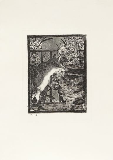Collection of Three Prints: Collection of Three Prints, including "Le Chat Aux Fleurs", etching on wove paper by Edouard Manet (French, 1832-1883), signed in plate, sheet 13-3/4" x 9-3/4"; "Le Parc Monceau", etching on thin laid