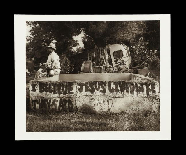 Jack Spencer (American/Mississippi, b. 1951): Jack Spencer (American/Mississippi, b. 1951), "Reverend Stokes' Baptismal Pool", toned silver gelatin print, signed in pencil lower right, numbered "7/40" lower left, 20" x 24". Matted.