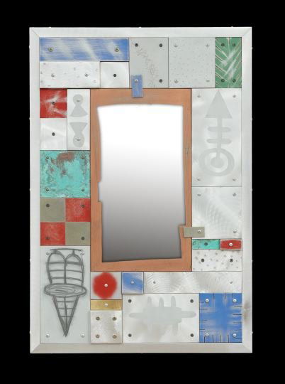 Thomas Mann (American/New Orleans, 20th Century): Thomas Mann (American/New Orleans, 20th Century), "Hand Mirror", blackened steel with applied patina, 40" x 27". Provenance: Gift of the artist to be sold for the benefit of WLAE.